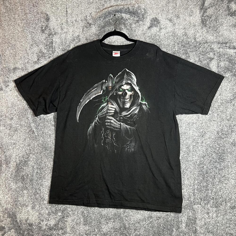 Tennessee River Shirt Mens XL Black Grim Reaper Graphic Scythe Cotton Preshrunk